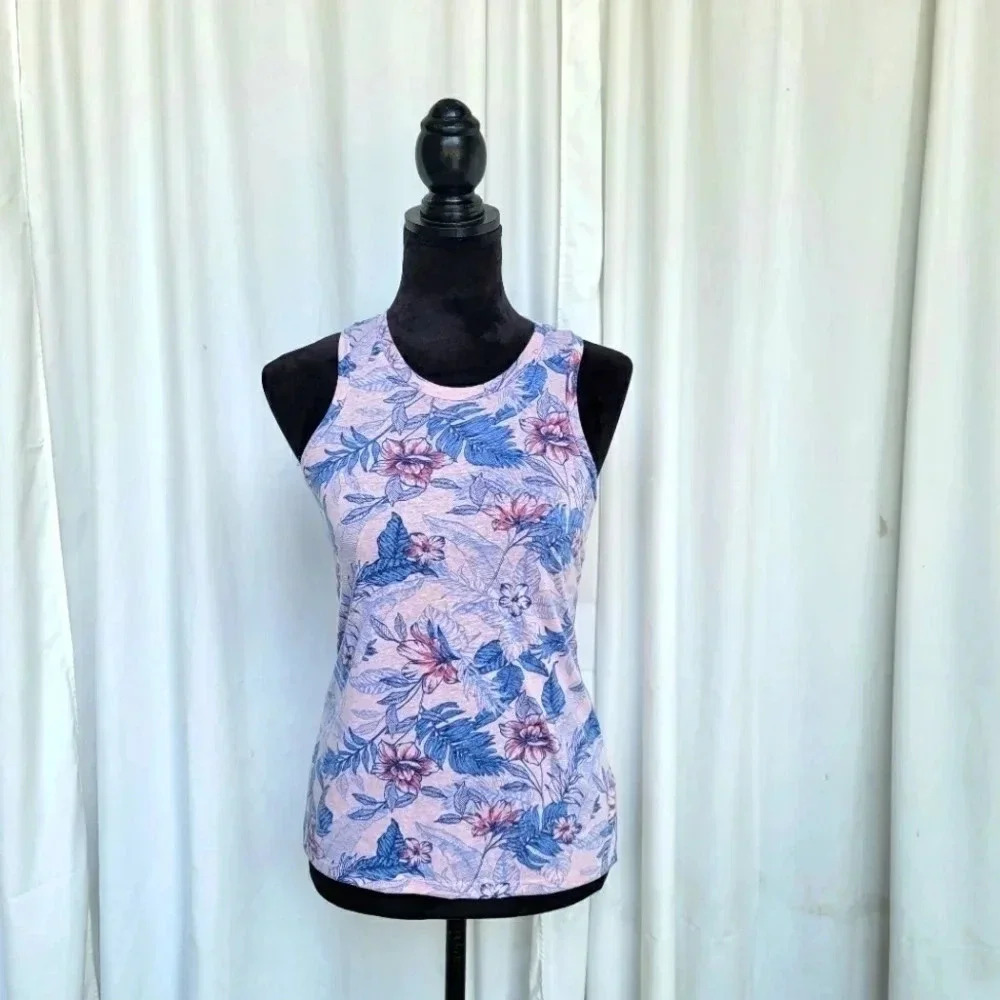 Aeropostale Womens Pink Blue Sleveless Floral Knit Top Size XS